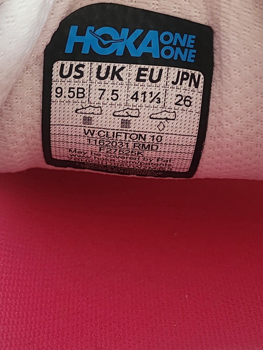 Sz 9.5B - Women's Hoka Clifton 10 Rose Cream Running Shoes - Picture 16 of 16